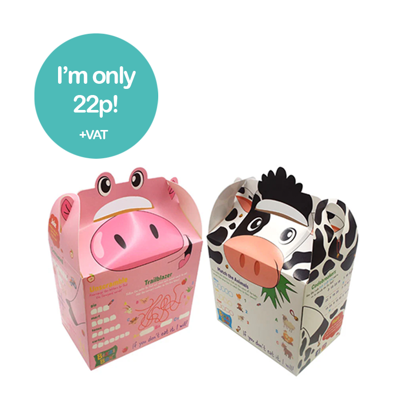 Load image into Gallery viewer, Farmyard Bizzi Kids Takeaway Boxes Cow/Pig (Case of 200)
