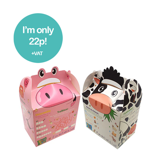 Farmyard Bizzi Kids Takeaway Boxes Cow/Pig (Case of 200)