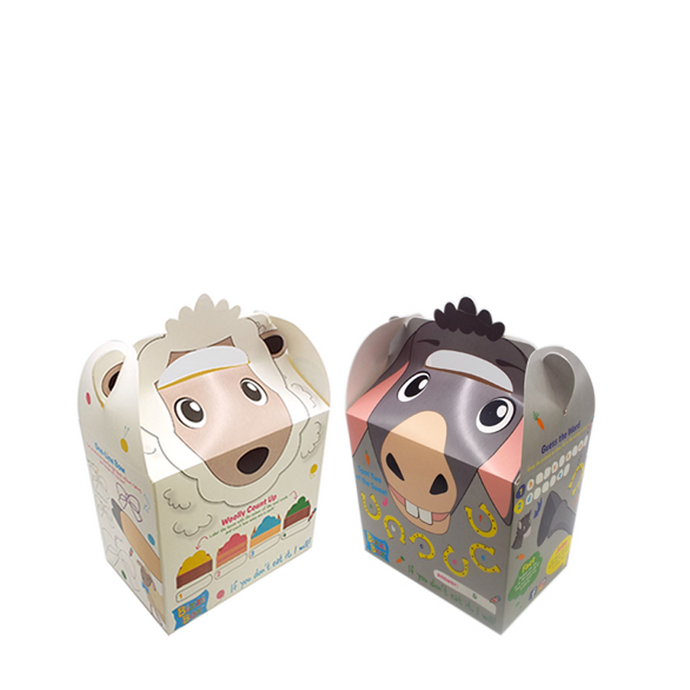 Farmyard Bizzi Kids Takeaway Boxes Sheep/Donkey (Case of 200)