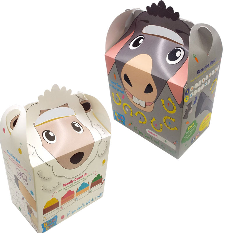 Load image into Gallery viewer, Farmyard Bizzi Kids Takeaway Boxes Sheep/Donkey (Case of 200)
