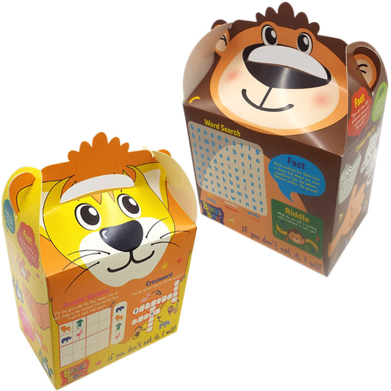 Load image into Gallery viewer, Safari Bizzi Kids Takeaway Boxes Monkey/Lion (Case of 200)
